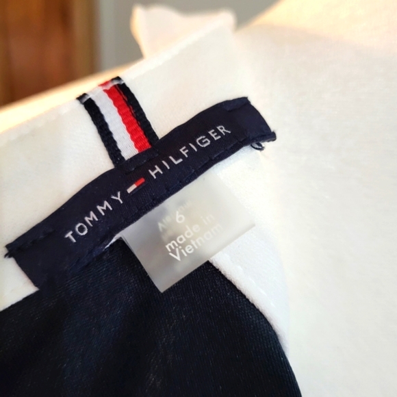 NWT Tommy Hilfiger white trimmed navy halter dress, button accent sides Sz 6 NEW - Picture 12 of 15
